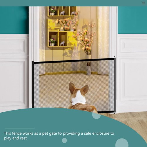 Levemolo Portable Folding Dog Mesh Gate No-Drill PET Isolation Fence Easy Setup Dog Barrier for Indoor Use Sturdy Nylon Adjustable Size PET Safety Gate