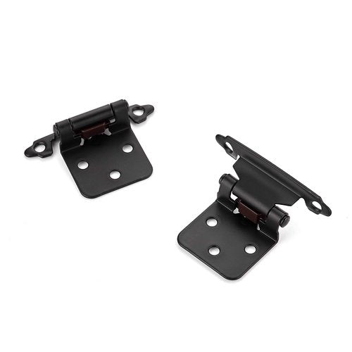 Ravinte 60 Pack (30 Pairs) 1/2" Overlay (Variable) Cabinet Hinges, Self-Closing Semi-Concealed Face Mount, Matte Black Decorative Hardware with Door Bumpers for Kitchen & Cupboard Doors