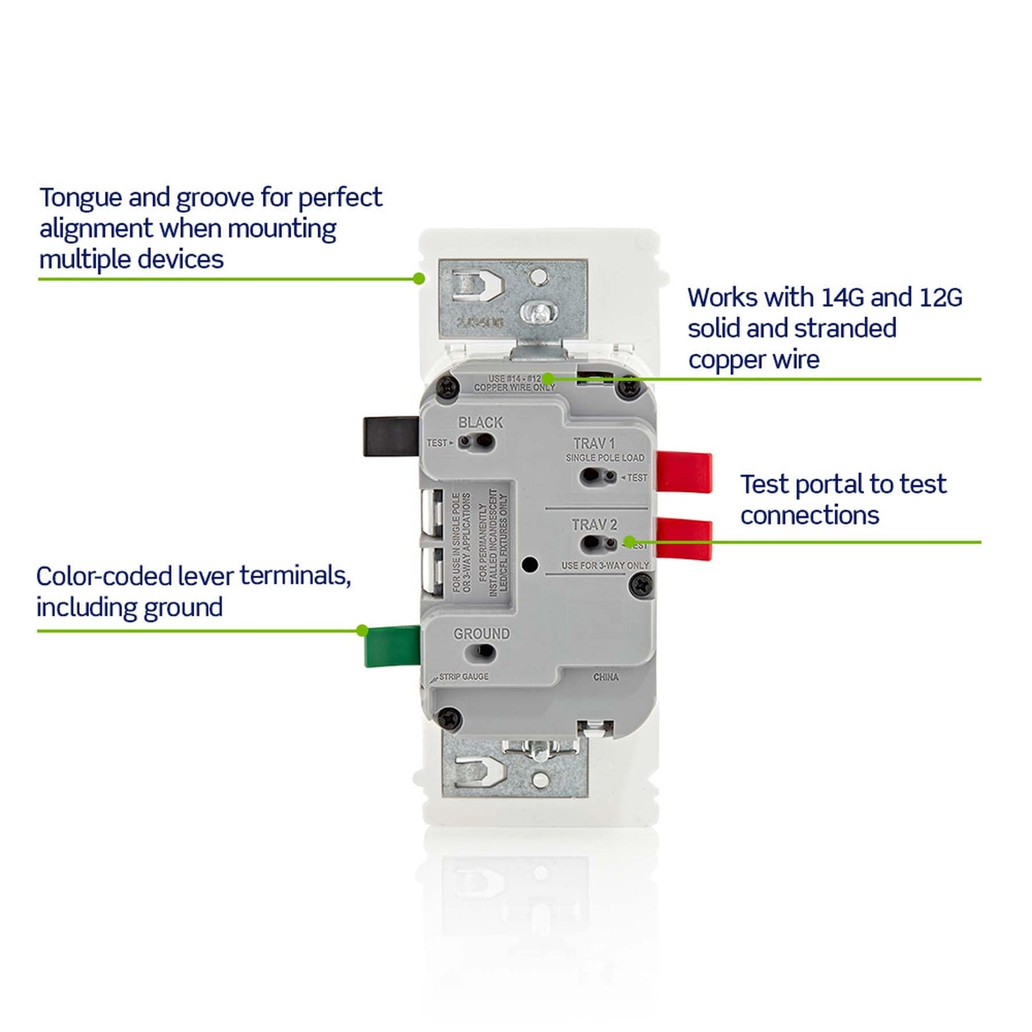 Leviton Lever Edge Rocker Slide Dimmer Switch for LED/Incandescent Bulbs, 150 Watt, Single Pole or 3-Way, ESL01-1LW, White