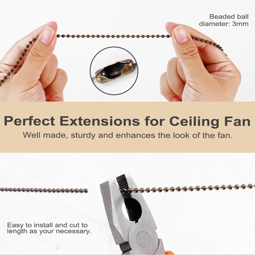 4 Pack Bronzed Ceiling Fan Pull Chain Extension, 12 Inches Classic Drop Shaped Pendant Pull Chains for Ceiling Fans and Lights, Decorative Fan Pulls Extenders with Connector (2 light and 2 fan)
