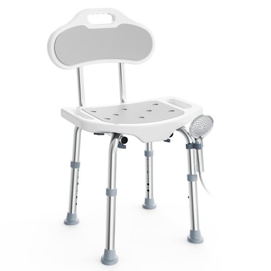 BlessReach Shower Chair for Inside Shower with Back, 400 lbs Shower Stool with Adjustable Height, Padded Seat & Drainage Holes, Shower Seat for Inside Tub, Bathtub Chair for Elderly and Disabled