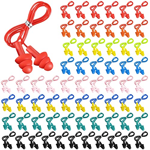 Xuhal 200 Pairs Corded Ear Plugs Bulk Silicone Earplugs Noise Reduction Ear Plugs with String Hearing Protection Reusable Earbuds for Adults Sleeping Swimming Noise Canceling