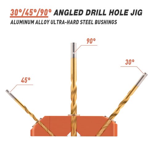 Neitra Multi Angle Cable Railing Drill Guide Jig with 30 45 90 Degree for Angle and Straight Holes, 4 Sizes Durable All Metal Drilling Jig for Cable Railing Lag Screw Kit Wood Post