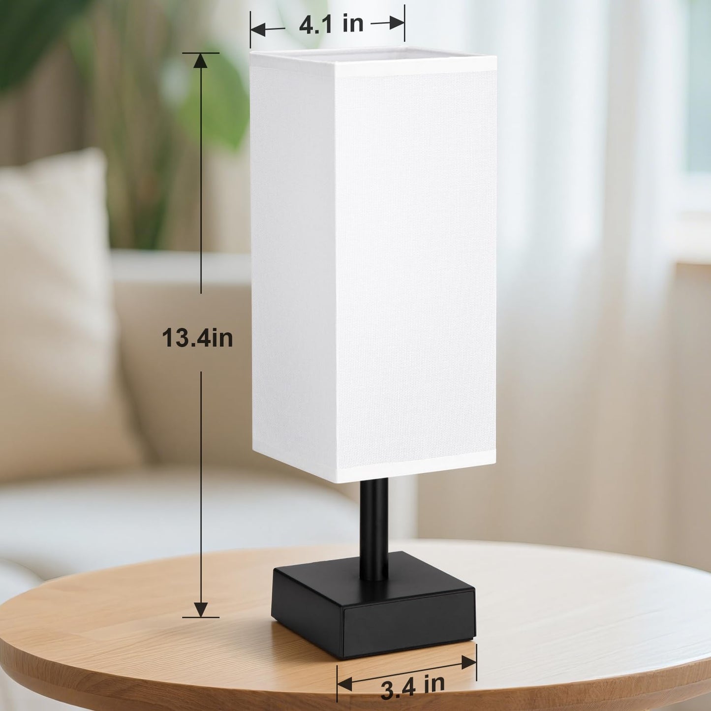 Percantis Bedside Lamp for Bedroom with White Shade, Small Lamp for Living Room,End Table, Button Switch(Bulb not Included)