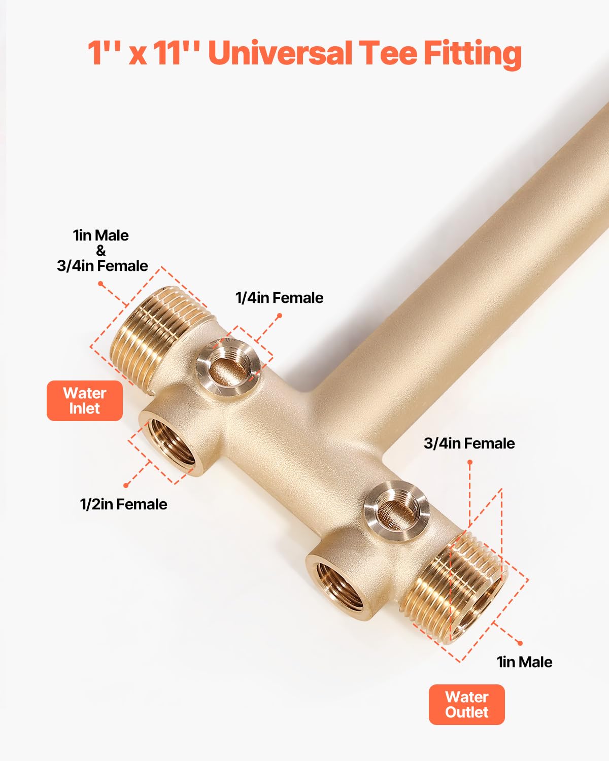 VEVOR 1" x 11" Well Pressure Tank Tee Kit, with 30/50PSI Switch, 8-Pieces Pure Brass Pressure Tank Installation Kit for Water Well, 1 in Gate Valve Included, Fit Most tanks with Diameter up to 16 in
