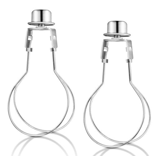 Lamp Shade Light Bulb Clip Adapter, 2 Pack Clip on Lampshade Adapter Includes Finial and Lampshade Levellers to Keep Lamp Shade in Place, Lamp Shade Holder for Clip On Light Bulbs (Nickel)