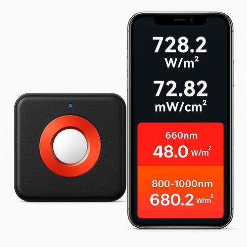 High-Precision LED Phototherapy Light Meter – Accurately Measures 660nm Red Light and 850nm Near-Infrared (NIR) Irradiance