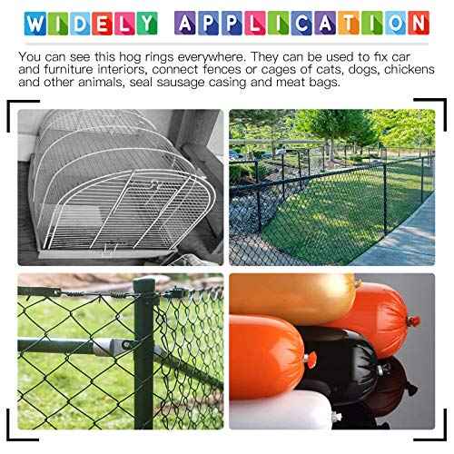 Glarks 1000Pcs 3/4'' Upholstery Steel Hog Rings kit for Auto Upholstery, Bungee Cord, Fencing, Animal Pet Cages, Meat Bags, DIY Craft, Furniture and More (3/4'' Hog Rings)