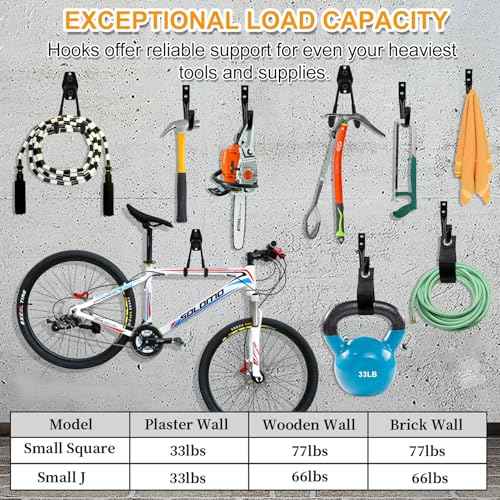 REMIAWY Garage Hooks Heavy Duty, Steel Utility Garage Storage Hook 6 Pack, Wall Mount Double Tool Hangers with Anti-Slip Coating for Hanging and Organizing Ladder Bike, Garden Tools, Bulk Items