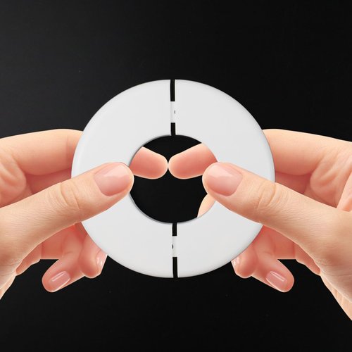 Antrader 4 Pack 2 Inch ABS Round Escutcheon Plate Plastic Wall Hole Decoration Cover Wall-Mounted Water Pipe Cover Round Shower Faucet Decorative Cover, White
