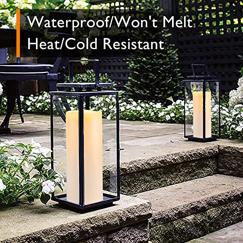 Homemory Waterproof Ivory White 4x10 Flameless Candles with Remote Timer, Set of 2