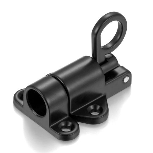 INIRET 2 Packs Self-Closing Latches，Black Spring Door Lock，Resilient Bolt Latch Aluminum Alloy Safety Automatic Spring Barrel Slide Door Lock with Screws,Used for Gate,Window and Cabinet etc