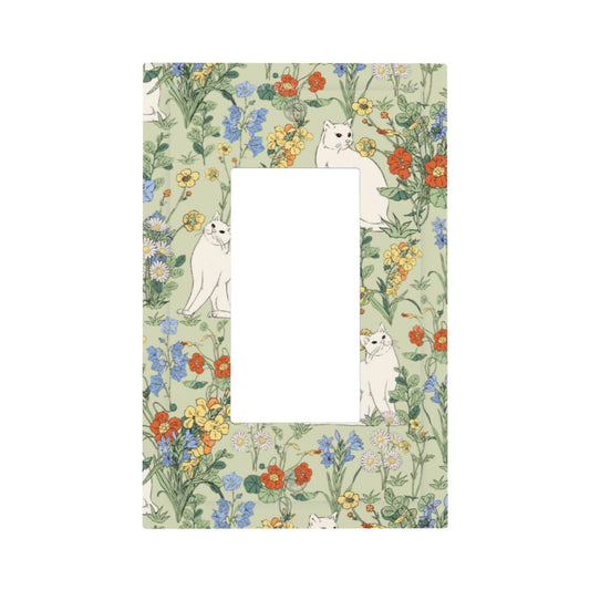 Nijuodnijir Decorative Outlet Covers Vintage Floral Cute Cat Colorful Flowers 1 Gang Single Rocker Light Switch Cover Plate Wall Plates Gfci Faceplate For Bed Room Living Room Decor
