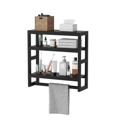 viewcare Bathroom Shelves for Storage, Small Shelf Over Toilet, Adjustable 3 Tiers Shelf for Bathroom Storage (Black)