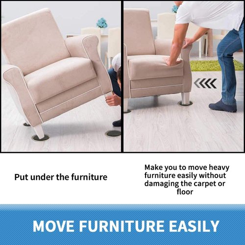Kayzn Furniture Sliders 8pcs 3 1/2 inch - Heavy Duty Reusable Round Sliders for Moving Furniture on Carpet, Easily Move Couches/Beds/Armoires