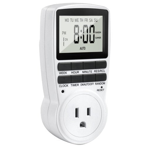 Digital Timer Outlet Plug Timers for Electrical Outlets Indoor, 24 Hour Programmable Outlet Timers with Built-in Battery, 16 Groups On/Off Light Plug in Timer Socket for Home