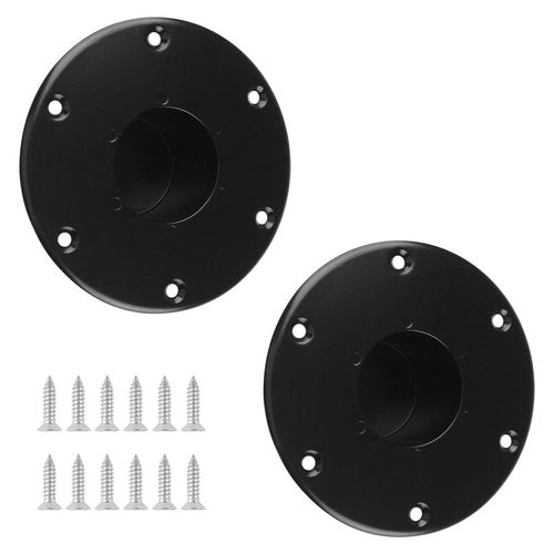 UFURMATE RV Trailer Pedestal Base 2Pcs Round Flush/Recessed Floor Mount for Table Leg Aluminum Boat Seat Round Base Plate with 6 Mounting Holes (Black)