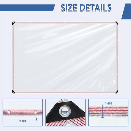 Clear Tarp Waterproof with Grommets 4x6ft,Transparent Tarpaulin Large (Small),Heavy Duty PVC Vinyl Tarps Cover for Outdoor/Camping/Plant/Garden/Chicken Coop
