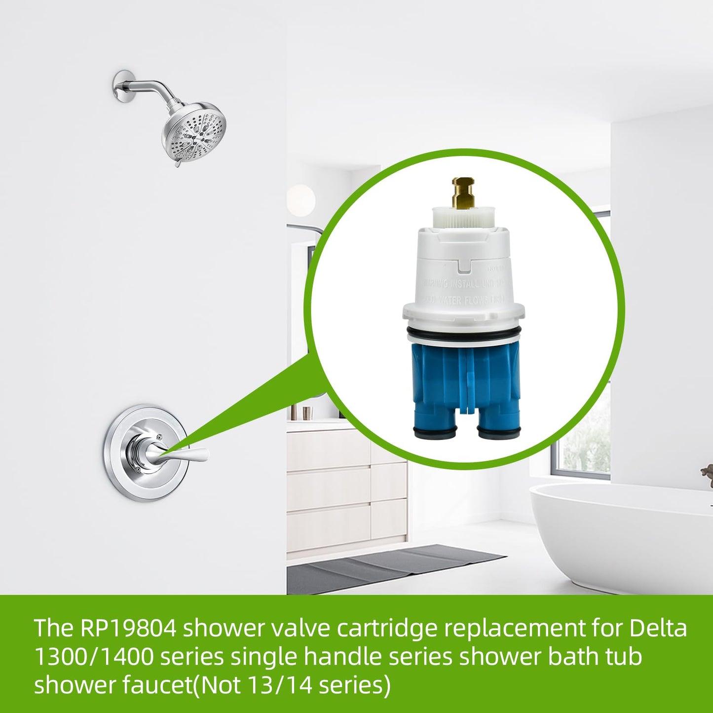 RP19804 Shower Cartridge for Delta Monitor 1300/1400 Series Shower Faucet Single Handle, Replacement Monitor Pressure Balance Single Function Cartridge, Easy Installation
