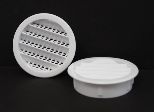 2" Round Plastic Louver Soffit Air Vent Reptile Screen Grille Cover Multiple Colors/Quantities (6, White)
