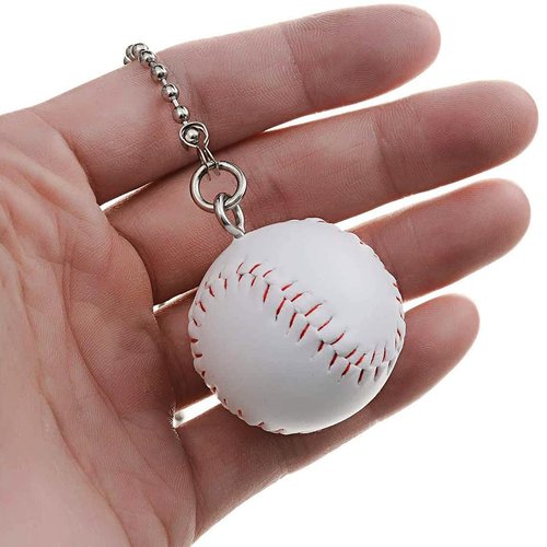Baseball and Baseball Bats Ceiling Fan Pull Chain Ornaments Extender，with 12" Silver Bead Chain Fan Pulls