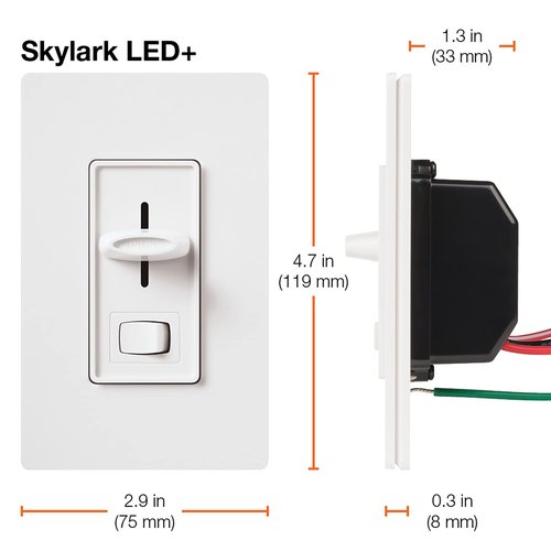 Lutron Skylark LED+ Dimmer Switch for Dimmable LED, Halogen and Incandescent Bulbs | 150W/Single-Pole or 3-Way | SCL-153P-WH | White