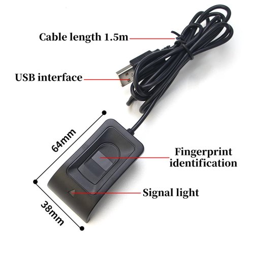 Desktop USB Fingerprint Reader, Computer Fingerprint Key Reader, USB Security Key with Extension Cable for Windows, Auto Calibration Recognition, Password