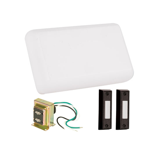Craftmade Lighting CK1001-W Builder - 8.38 Inch Chime Kit with 2 Black Buttons and T1610 Transformer, White Finish