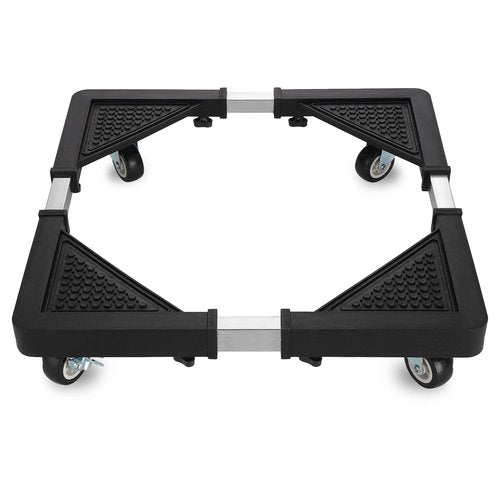 HQO LOVL Mini Fridge Stand with 4 Locking Wheels 17.7"-25.6" Adjustable Dolly Washing Machine Stand Base，for Furniture Portable Refrigerator Dryer Stand（Black）