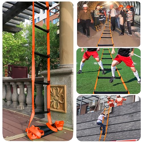 16 Feet Fire Escape Ladder Emergency Fire Ladder for 2-3 Story Homes Reusable Portable Safety Ladders for Windows, Balconies and Sailboats, Kayaks and More