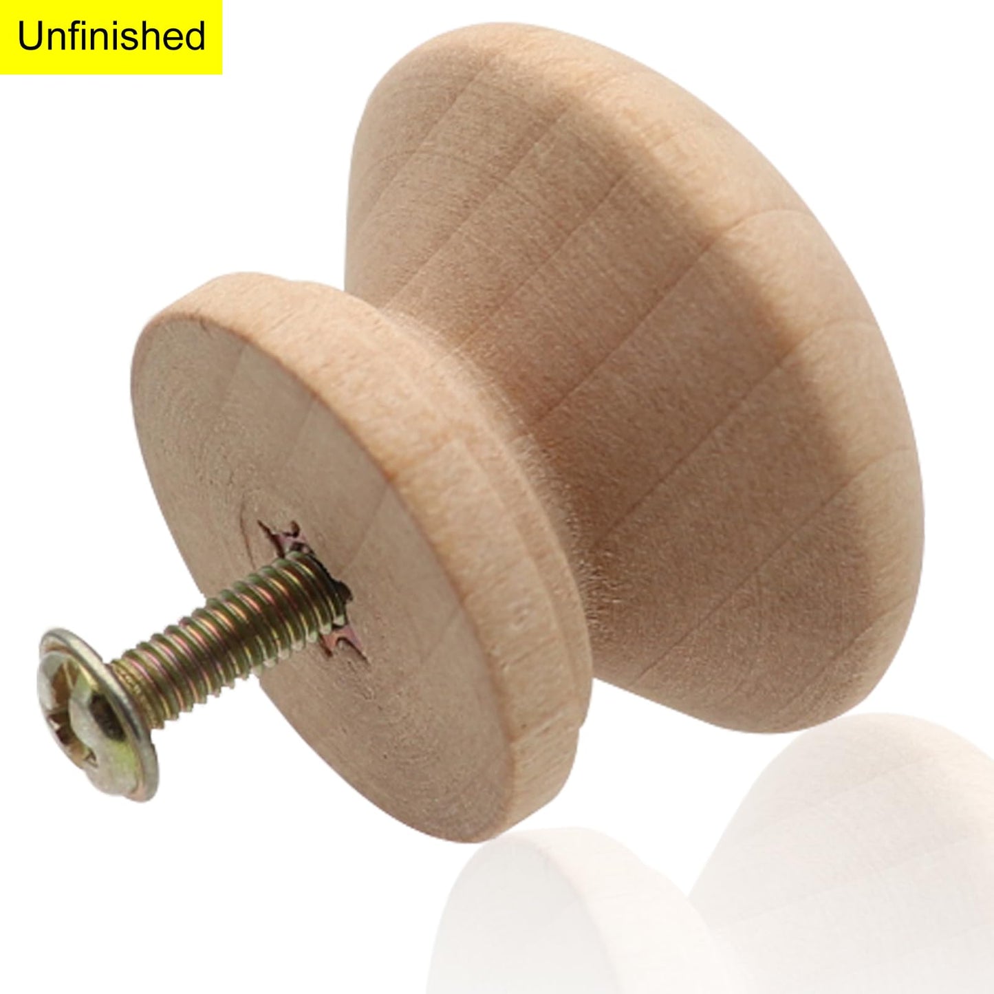 Cangder 20Pcs Wooden Cabinet Knobs Unfinished Wood Knobs for Dresser Mushroom Drawer Knobs Pulls Handles (1.3" Dia., 1" Height, with Screws)