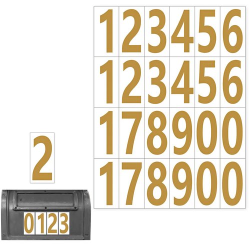 Keeshibao 288 Pcs 2" Mailbox House Numbers for Outside, Reflective Gold Number Stickers 2 inch 0-9, Vinyl Sticker by Number for Wedding Table, Address, Mail box, House, Signs, Office Hotel Room