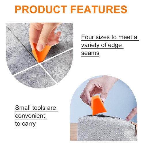 That Silicone Tool, Caulking Tool, Caulk Remover Tool, Orange Silicone Seam Tool Kit(3/6/10/16mm), Effective Grout Spreader for Kitchen, Bathroom, Window (4size)