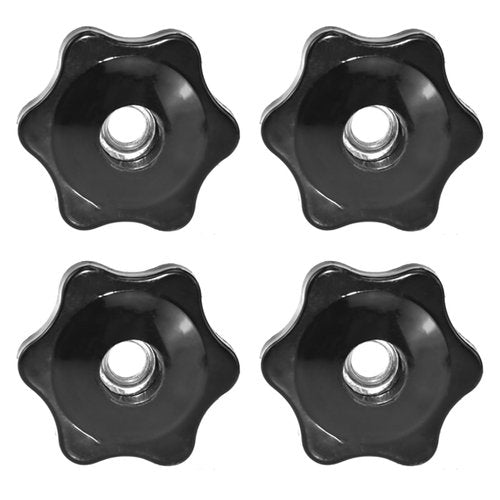 Aifeier ET 4 Pcs 1/4"-20 Inch Knob Black Nylon Screw-On Type Thru Threaded Knob Nuts 6-Star Shape Hand Tighten Clamping Knobs