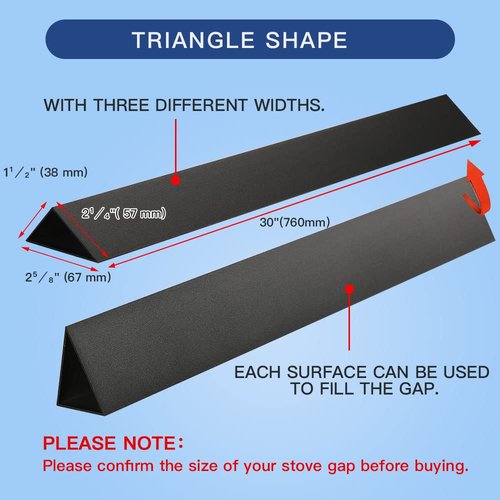 Slide-in Range Rear Filler Kit Black, Universal Triangular Fill Strip, Top Trim Kit Between Stove and Wall for Whirlpool & Most Brand, Aluminum Gap Cover, 30" Long