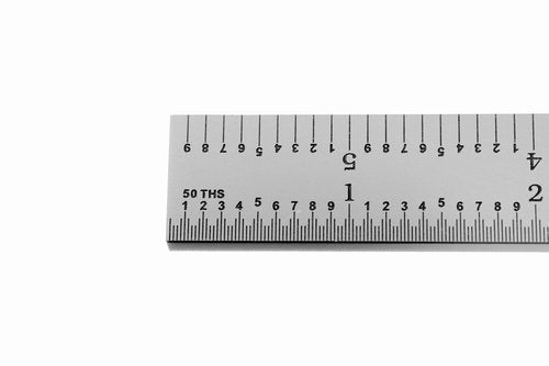 PEC Tools Rigid 6-Inch Ruler, High-Carbon Steel, Satin Chrome-Plated, Measuring Accuracy 1/32“, 1/64”, 1/10“ and 1/50” Scales (3R), Suitable for Mechanics and Metalworkers, Made in USA