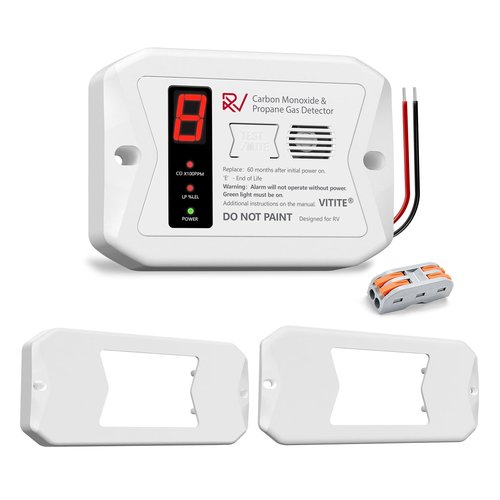 RV Carbon Monoxide and Propane Detectors, RV Propane Gas Detector, Hardwired - DC 12V, Surface ＆ Flush Mount White