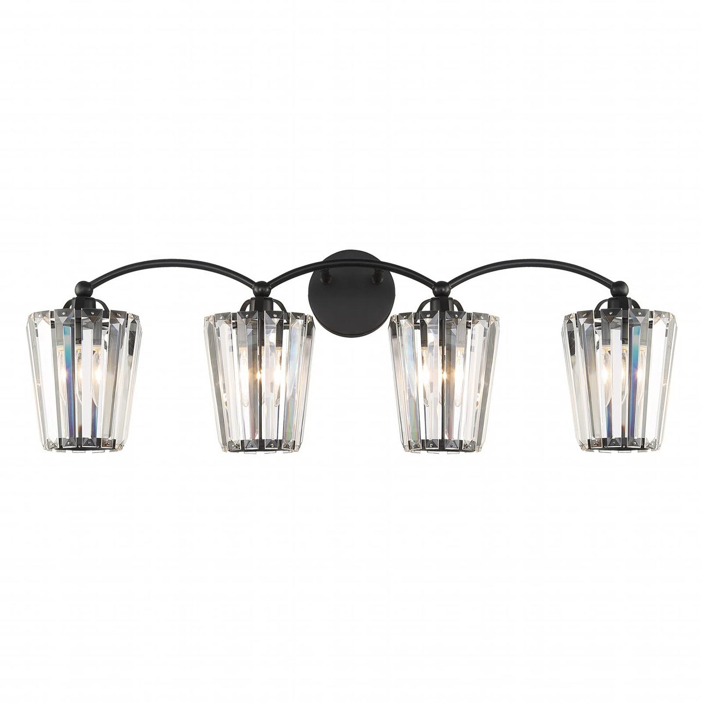 Aipsun Crystal Vanity Light Fixtures Black Bathroom Light Fixtures Crystal Wall Lights for Bathroom E26 Base (Exclude Bulb)
