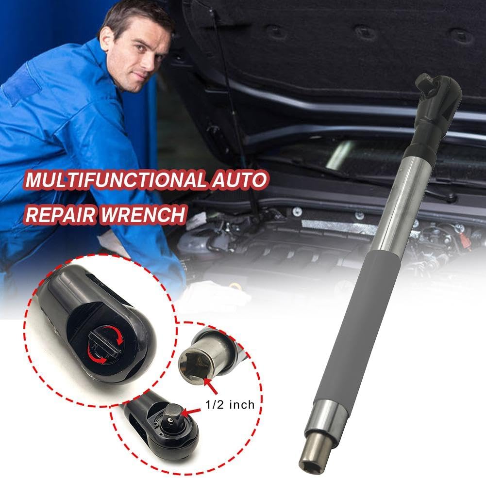 Offset Extension Wrench Impact for Electric Drill, with 4 Socket Adapters and 1/2‘’ Drill Adapter, Multifunctional Chain Drive Electric Ratchet Wrench Tool for Tightening Fasteners (1pcs)
