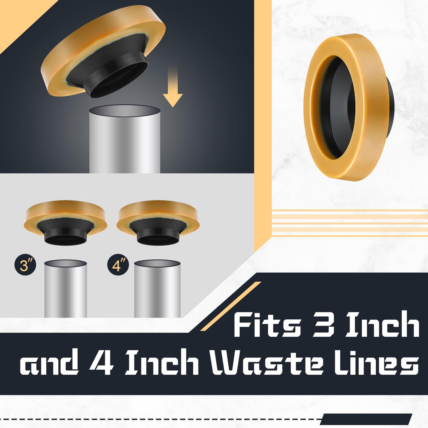 Marsui 20 Pack Toilet Wax Ring Thick Toilet Bowl Wax Ring Gasket for 3-inch/4-inch Waste Line - Gas, Odor and Watertight Seal