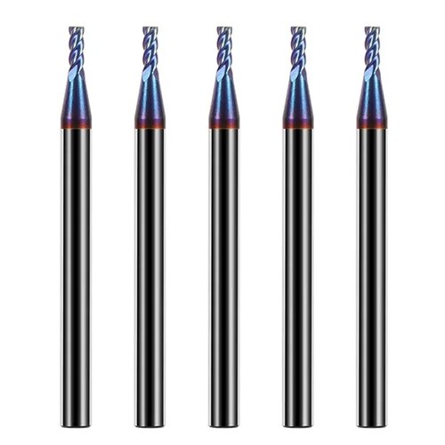 AYCHOLIZ 5PCS 3/32" Solid Carbide Square End Mills Set Tungsten Steel Micro Milling Cutter 65HRC 4 Flute CNC Milling Bits for Stainless Steel Hardness Steel