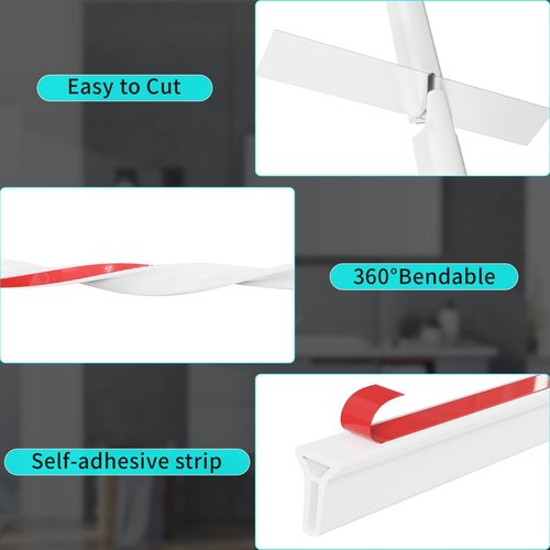 Hi-Na 3ft/5ft/6ft/8ft10ft Collapsible Shower Threshold Water Dam Water Barrier for Shower and Water Stopper Keeps Water Inside Water Threshold for Wet and Dry Separation (5ft, white)