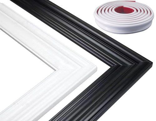 Peel and Stick Flexible Wall Molding Trim Self Adhesive Decorative Strips, DIY 3D Ceiling Trim for Home Décor on Cabinet Door Mirror Frame, 1.3in(W) ×16ft(L), White