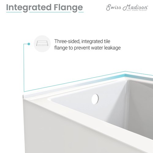 Swiss Madison Well Made Forever SM-AB549 Voltaire Alcove Tub 54" x 30" with Armrest in Glossy White