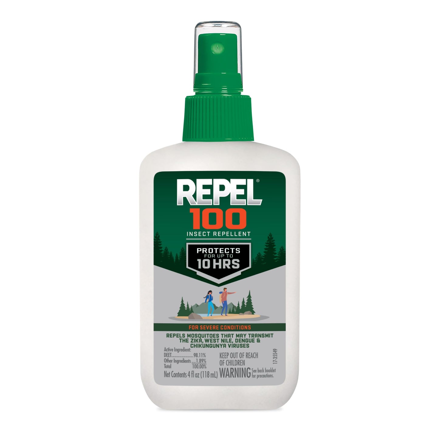 Repel 100 Mosquito and Insect Repellent, 4 Ounces, With DEET, 10-Hour Protection Long-Lasting Insect Repellent Bug Spray Repels Mosquitoes, Ticks, Gnats, Biting Flies, Chiggers And Fleas