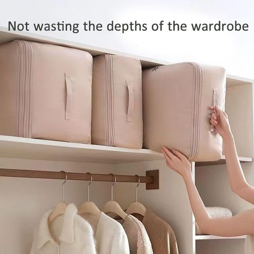 Tubescream Space Zip, Peliaral Compression Organizer, Ultra Space Saving Self, Clothes Storage Bag Durable Large Capacity (Beige,Large)