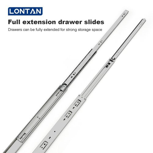 LONTAN Heavy Duty Full Extension Ball Bearing Drawer Slides 8 10 12 14 16 18 20 22 24 Inch Side Mount File Cabinet Rails Dresser Runner Kitchen Cabinet Drawer Glides 100 LB Capacity (10 inch，1 Pair)