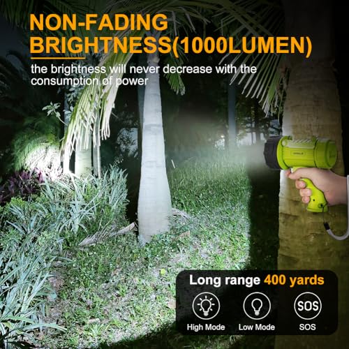 YIERBLUE Rechargeable Fluorescent Spotlight Flashlight 1000ft Waterproof LED