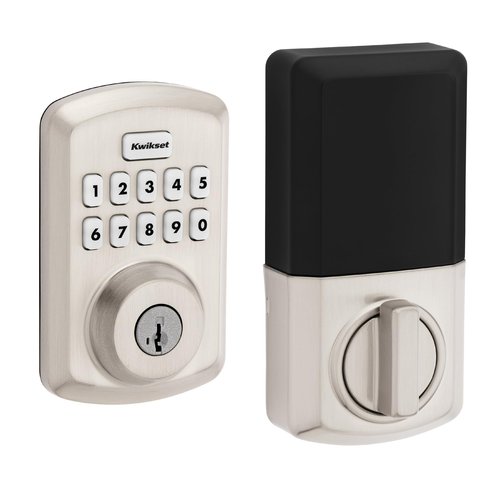 Kwikset Powerbolt 250 10-Button Keypad Satin Nickel Transitional Electronic Deadbolt Door Lock, Featuring Convenient Keyless Entry, Customizable User Codes, Auto Locking