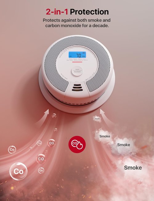 X-Sense Smart Smoke Detector Carbon Monoxide Detector Combo, Battery-Operated (Not AC Hardwired) Interconnected Combination Smoke Carbon Monoxide Detector, 5 Detectors with 1 Base Station, SC07-MR51